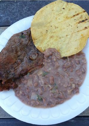 A picture of Homemade refried beans.