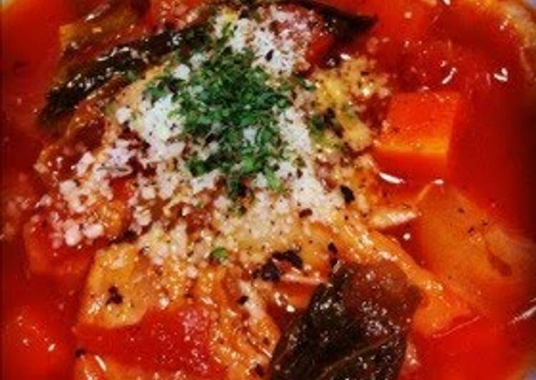 Steps to Prepare Ultimate Thick Minestrone with Homemade Pancetta