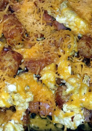 A picture of Breakfast Tater Tot Casserole.