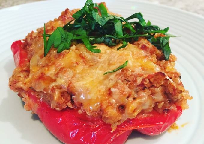 Recipe: Yummy Italian stuffed peppers with turkey and quinoa