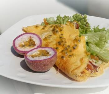 Easy Making Recipe Edam Cheese With Apricot And Almond Omelette Delicious and Healthy