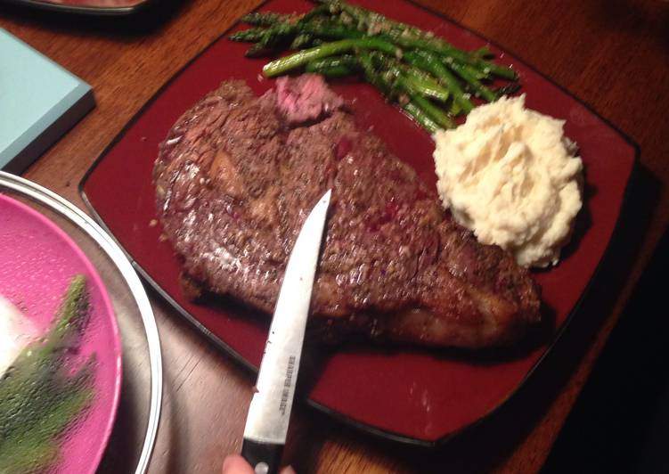 Recipe of Super Quick Oven Roasted Ribeye W/ Shallot Bleu Cheese Sauce