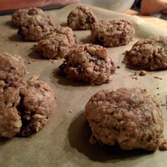 Oatmeal cookies with nuts & chocolate A picture of Oatmeal cookies with nuts & chocolate.