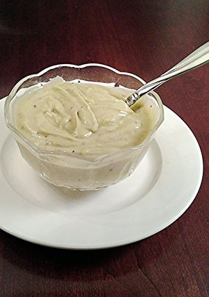 A picture of Avacado "Hollandaise" Sauce and Dip.