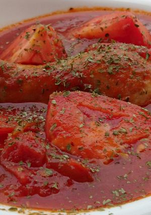 A picture of Chicken In Tomato Soup / Sopa Espanola.