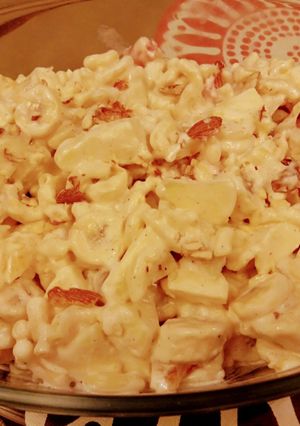 A picture of Creamy Macaroni Fruit Chaat.