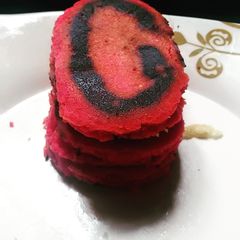 A picture of Fun pink pancakes.