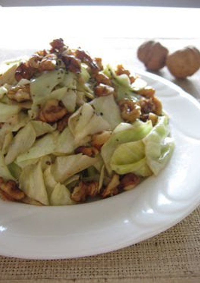 A picture of Stir Fried Cabbage and Walnuts with Lemon Butter.
