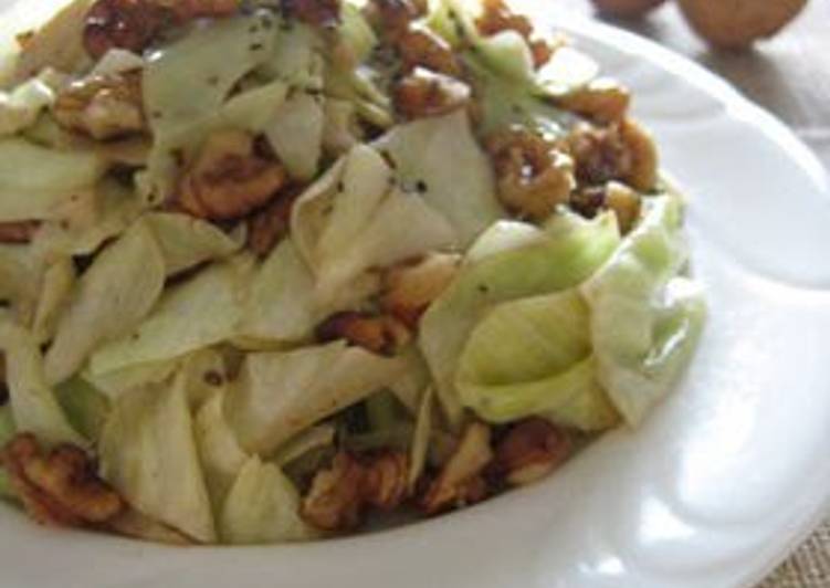 Stir Fried Cabbage and Walnuts with Lemon Butter