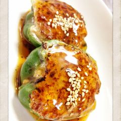 A picture of Meat and Firm Tofu Stuffed Peppers.