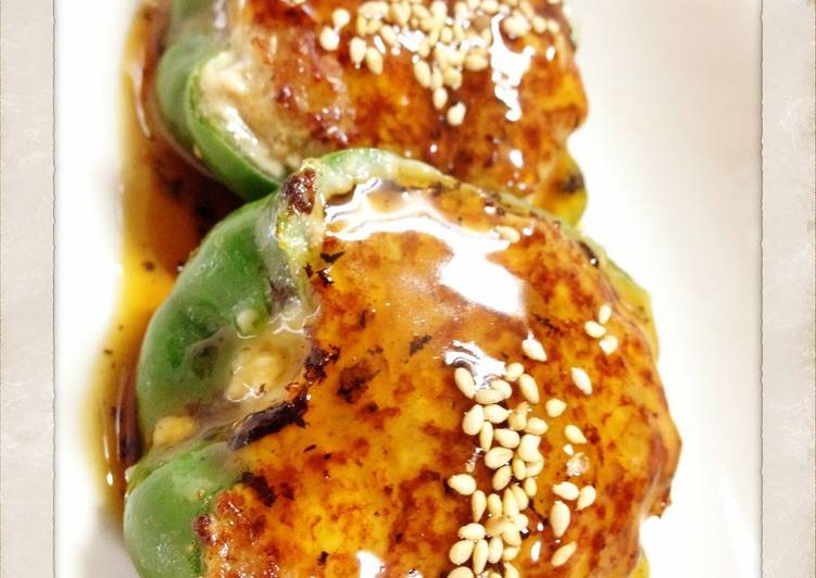 Meat and Firm Tofu Stuffed Peppers