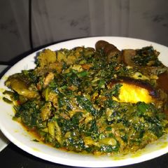 A picture of EdikaIkong (vegetable) soup.
