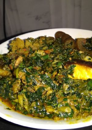 A picture of EdikaIkong (vegetable) soup.
