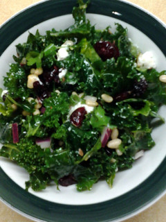 A picture of Cranberry Kale Salad with Honey Lemon Vinaigrette.