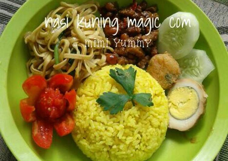 Cara Membuat Nasi kuning magic com simple enak, Lezat Sekali
