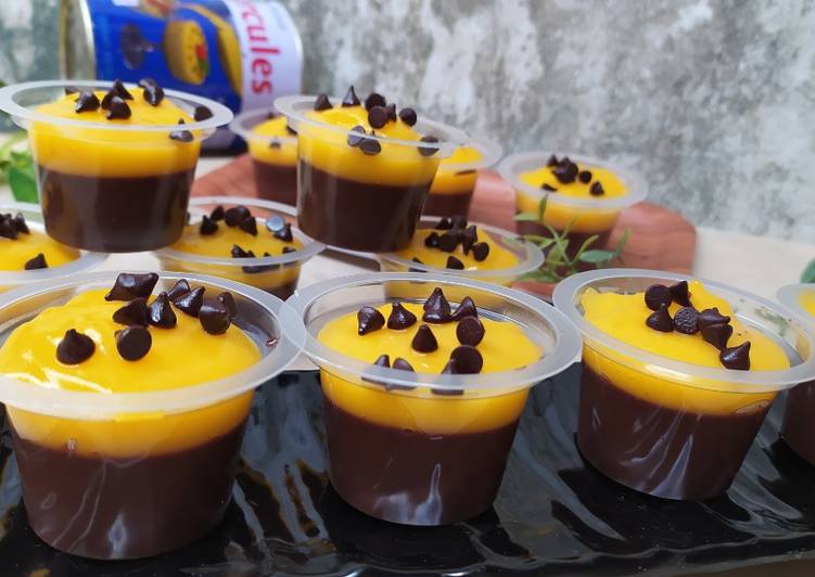 Cara membuat Silky Chocolate Corn Custard  Mudah