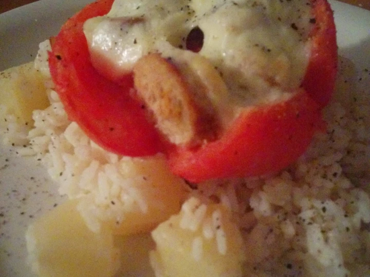 Recipe Stuffed tomato with sausage and boccocini on coconut and pineapple rice the Can Spoil the Tongue Delicious