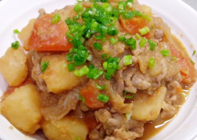 Step-by-Step Guide to Make Quick No-Oil Added! Sesame and Miso Nikujaga Meat and Potatoes