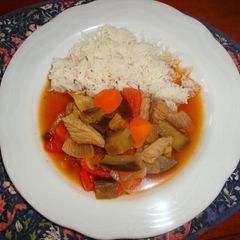 A picture of Easy Sweet and Sour Pork with Chutney.