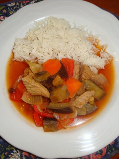A picture of Easy Sweet and Sour Pork with Chutney.