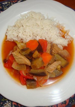 A picture of Easy Sweet and Sour Pork with Chutney.