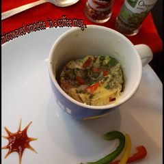 A picture of #EggRecipe Microwaved omelette in a coffee mug.