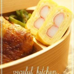 A picture of Tamagoyaki with Imitation Crab for School Trip or Sports Day Bentos.