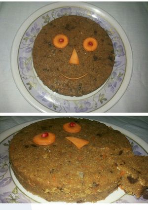 A picture of Carrot and Wheat Rava Cake.