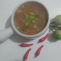 A picture of Chicken corn soup.