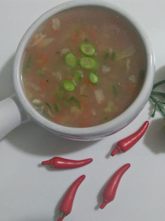 A picture of Chicken corn soup.