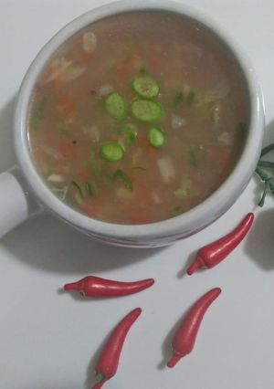 A picture of Chicken corn soup.