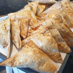 A picture of Filo Parcels Pork & Chives and Cheese & Spinage.