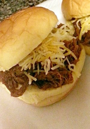 A picture of Slow cooker BBQ Pulled beef.