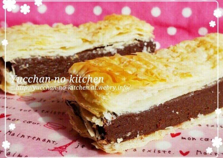 Simple Way to Make Appetizing Easy Chocolate Cream Mille-Feuille for Valentine's Day
