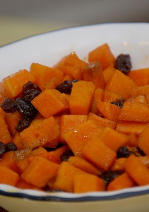 A picture of Maple Bourbon Glazed Sweet Potatoes.