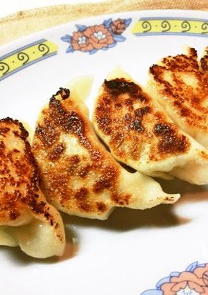 A picture of Chicken Gyoza with Shiso & Shio-Koji.