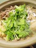 Mizuna Greens, Pork, and Daikon Radish Harihari Hot Pot