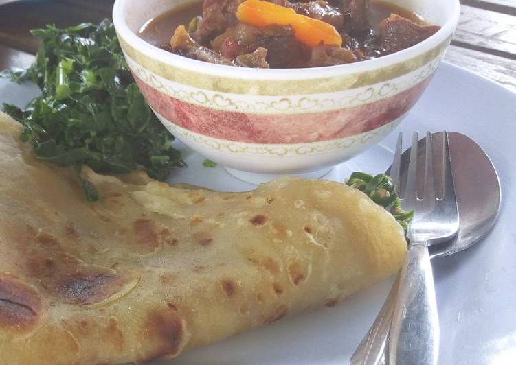 Chapati and beef stew
