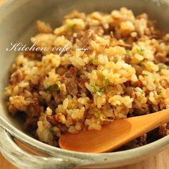 A picture of Leek, Pork, and Miso Fried Rice.