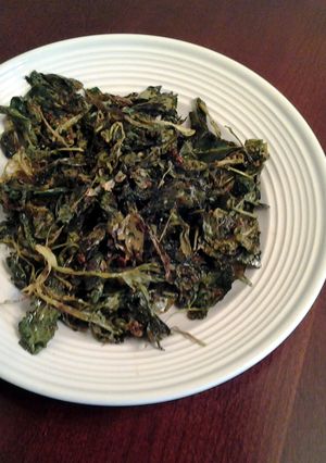 A picture of Roasted Garlic and Chili Parmesan Kale.