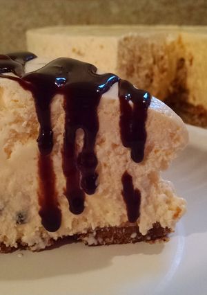 A picture of Chocolate Chip Cookie Ice Cream Cheesecake.