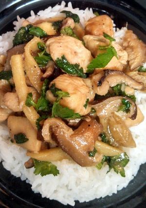 A picture of Dad's Ginger Chicken.