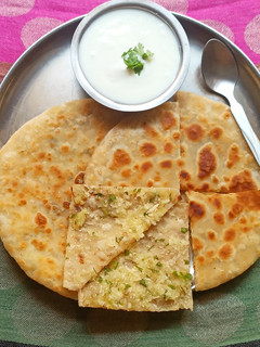 A picture of Cassava Stuffed Paratha.