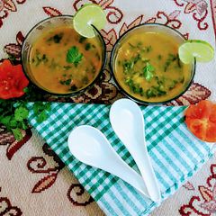 A picture of Lentil Tomato and Spinach Soup.