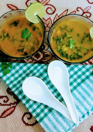 A picture of Lentil Tomato and Spinach Soup.