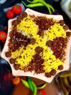عکسی از دستور عدس پلو با گوشت قلقلی