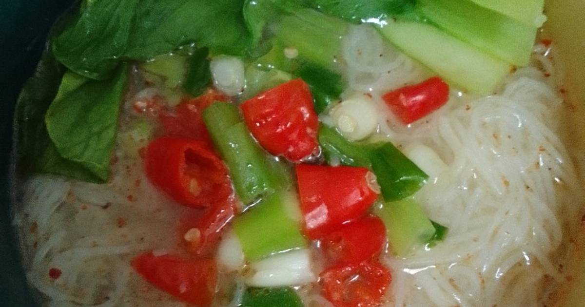 Resep Bihun Kuah Pedas Sayur Pakcoy Oleh Lidia Permata Cookpad