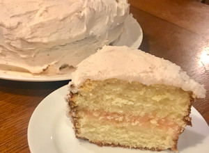 A picture of Raspberry-White Chocolate Cream Cake.
