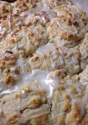 A picture of Glazed Cinnamon Raisin Biscuits.