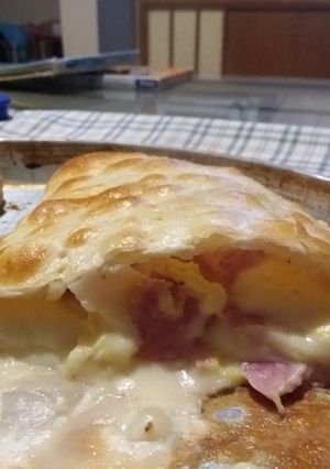Una foto de Tarta de jamón y queso agridulce